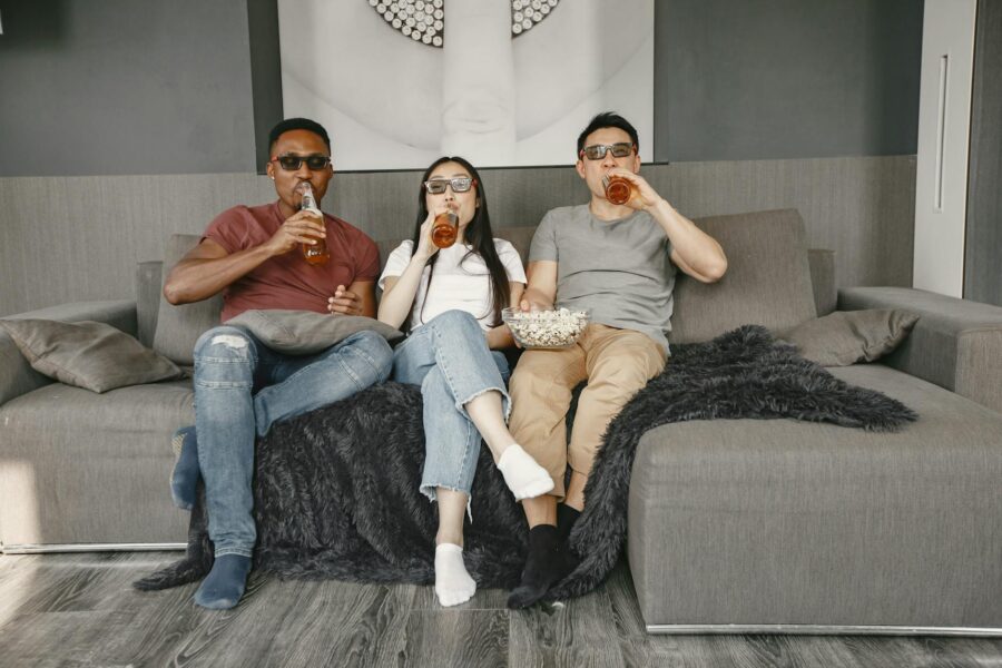 Friends watching sofa