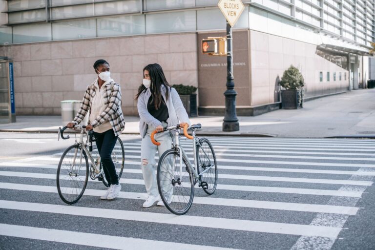 Friends riding bicycles