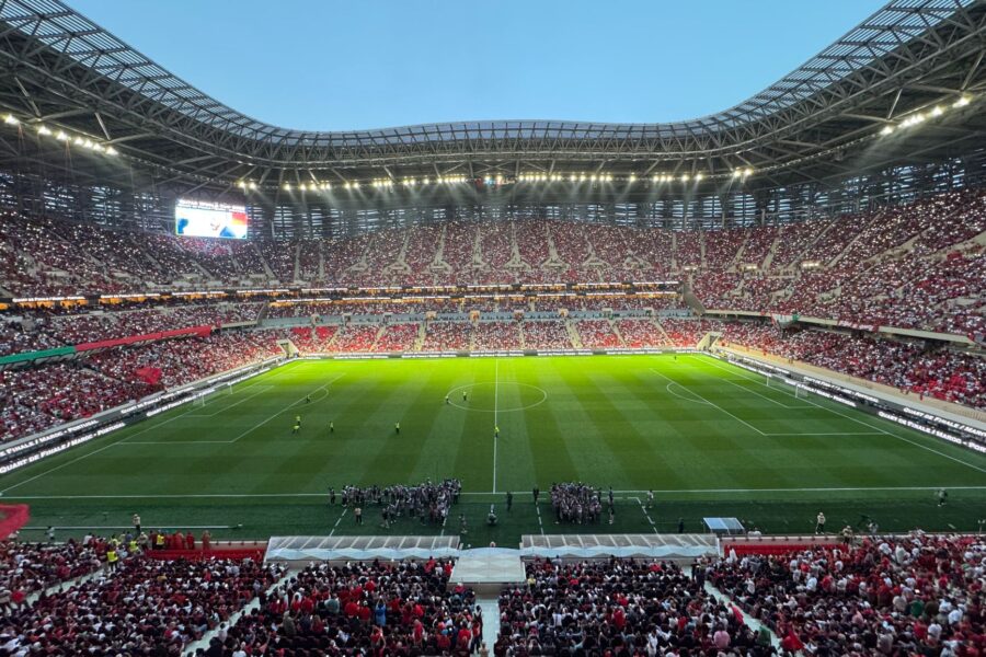 Stadium crowd scoreboard