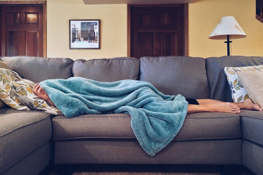 Person sofa watching