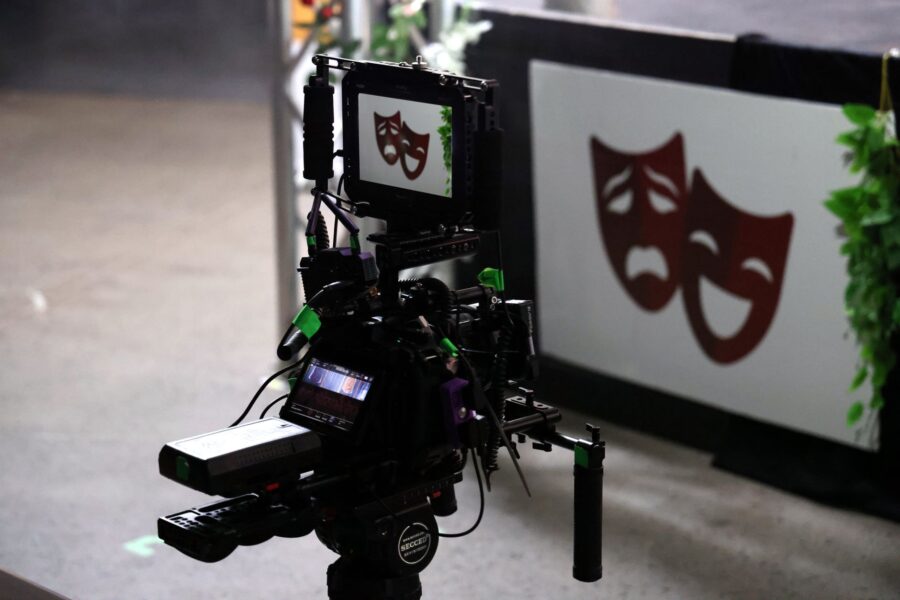 Comedian film set