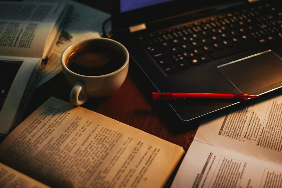 Screenwriter laptop coffee