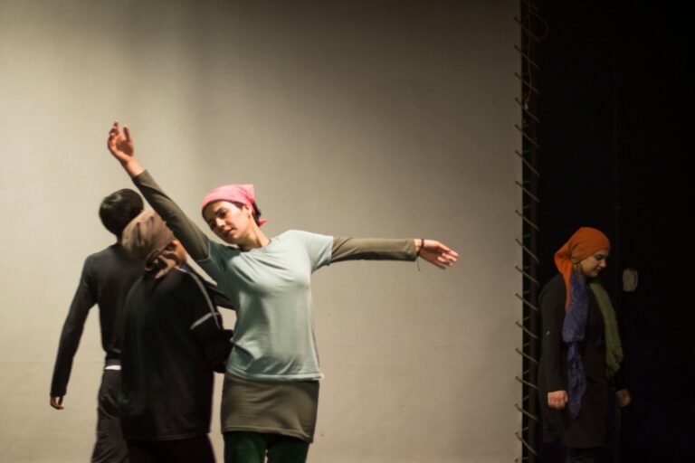 Actors rehearsing dialogue