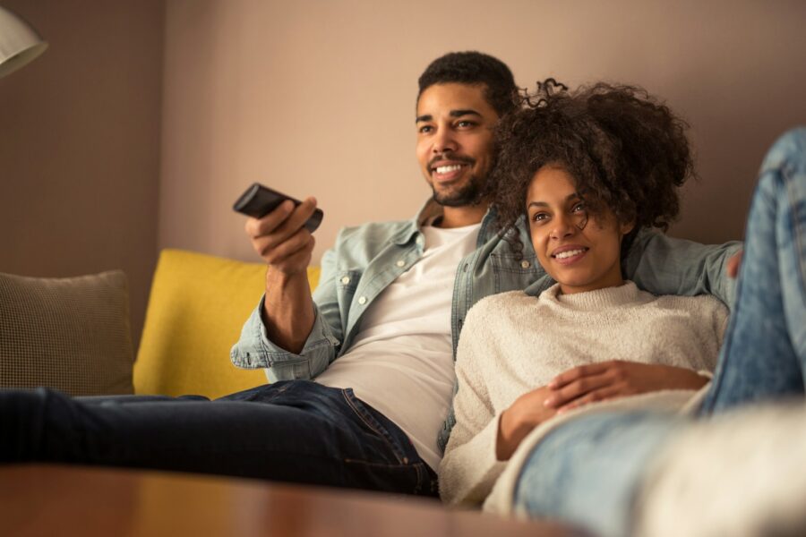 Couple watching sofa