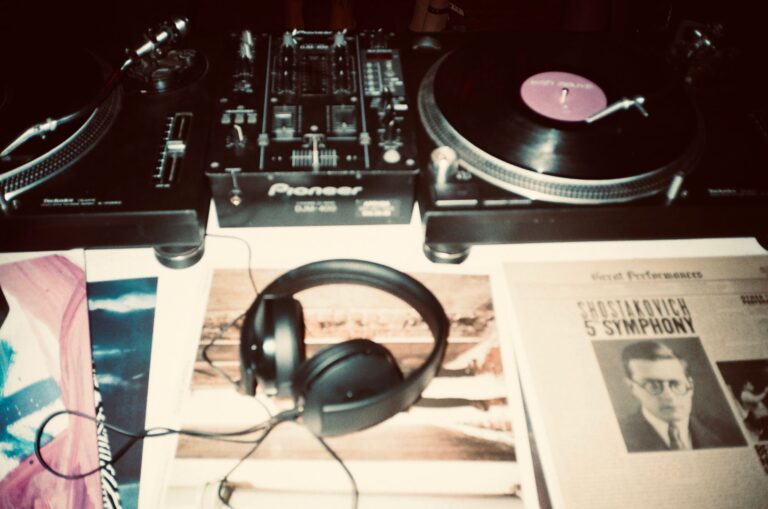 Vinyl records headphones