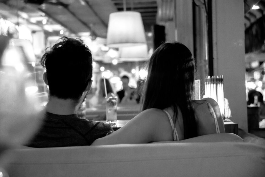 Couple sitting couch