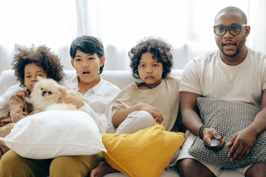 Siblings watching movie