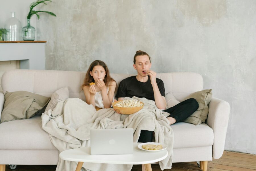 Person laptop couch