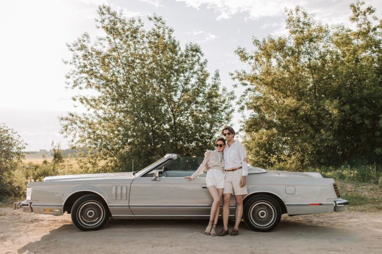 Vintage car road