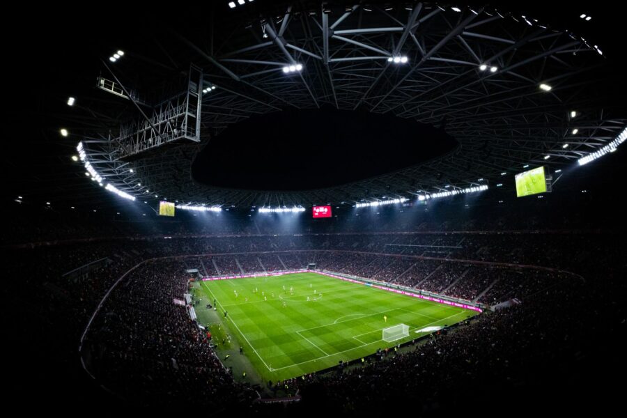 Stadium floodlights night