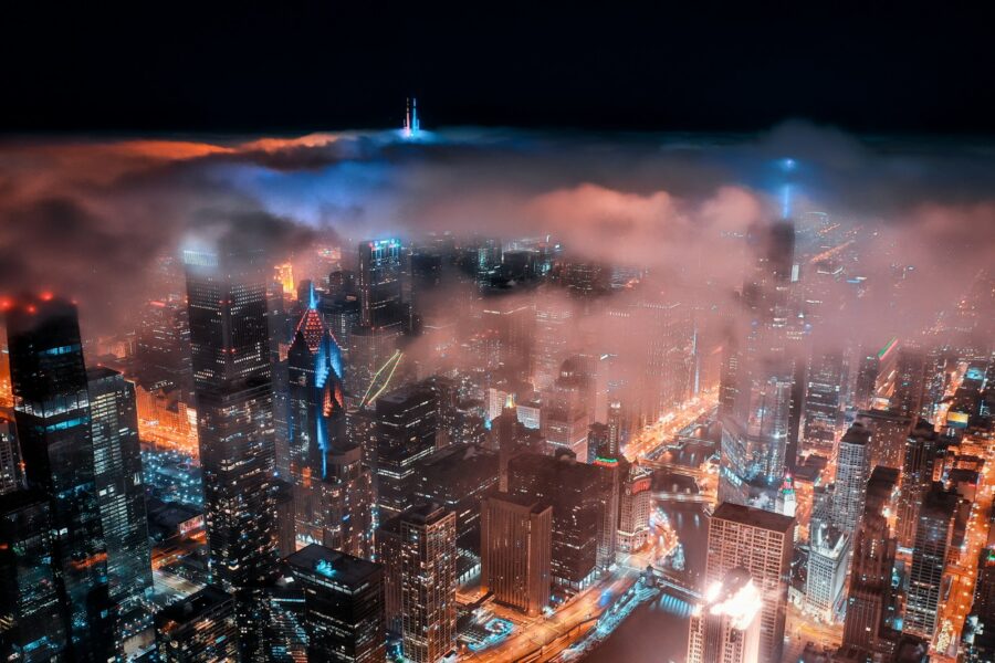Futuristic city skyline