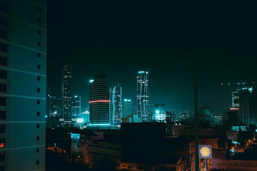 Futuristic city skyline