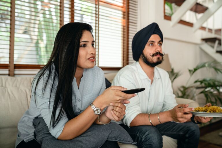 Couple watching couch