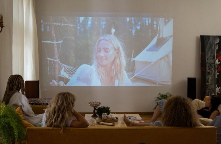 Person reading subtitles
