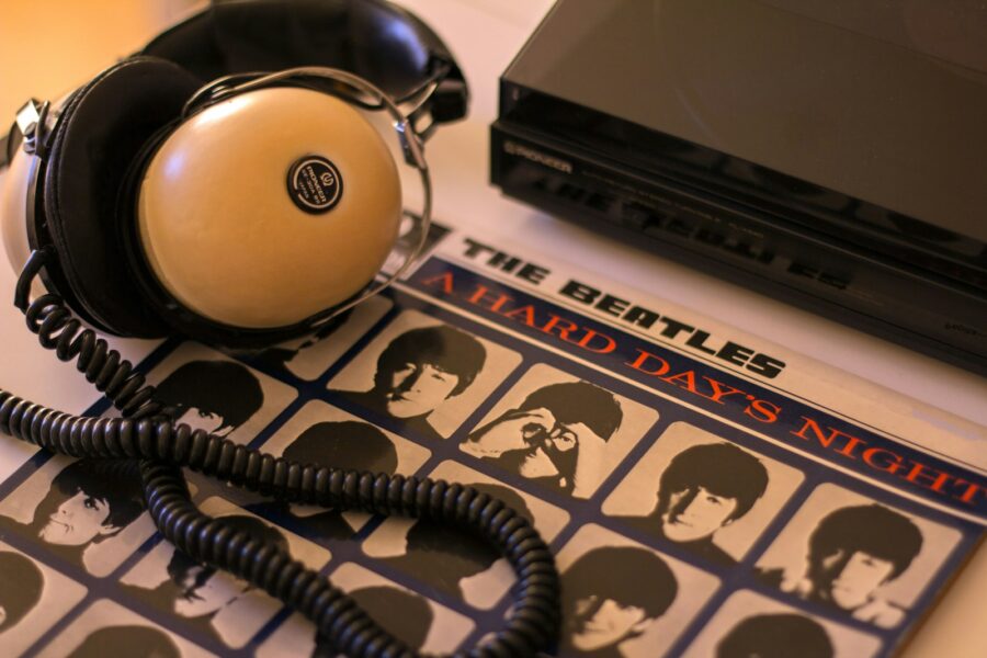 Vinyl records headphones
