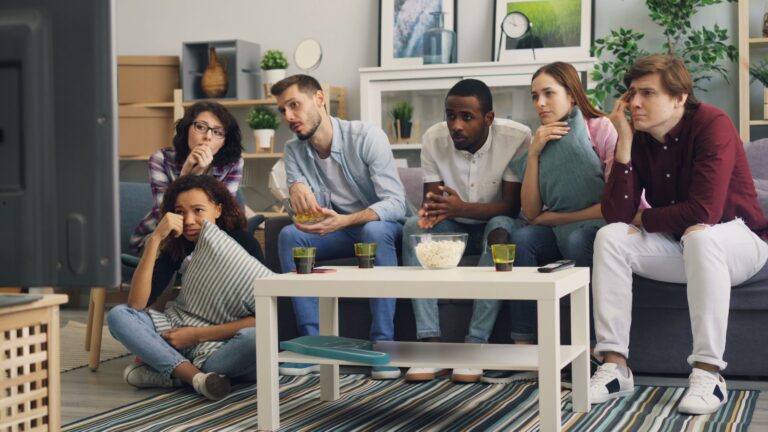 Friends watching living
