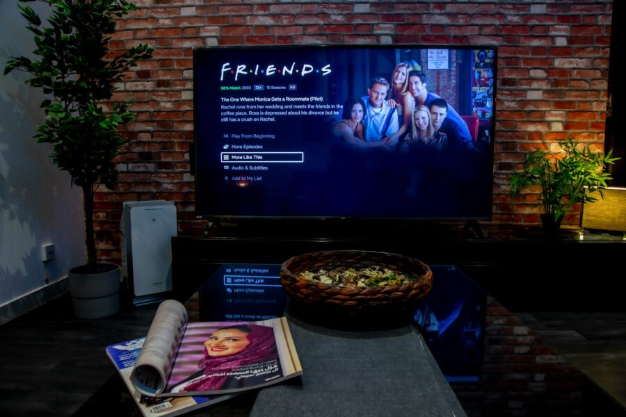 Friends watching movie