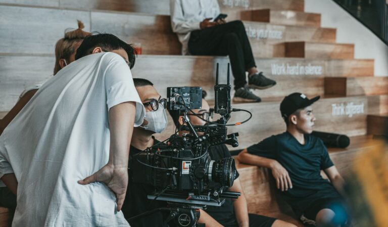 Film crew working